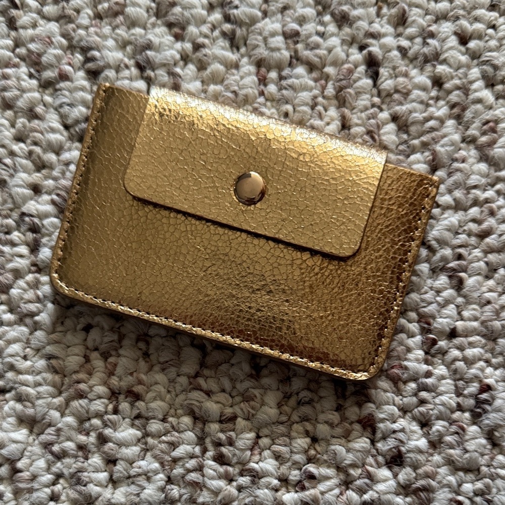J. Crew Gold Textured Card Holder